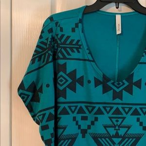 Turquoise Aztec print shirt